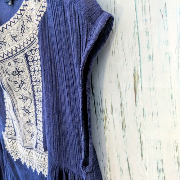 3/$20 Madewell Kasbah Embroidered Blue Boho Top - Picture 6 of 7